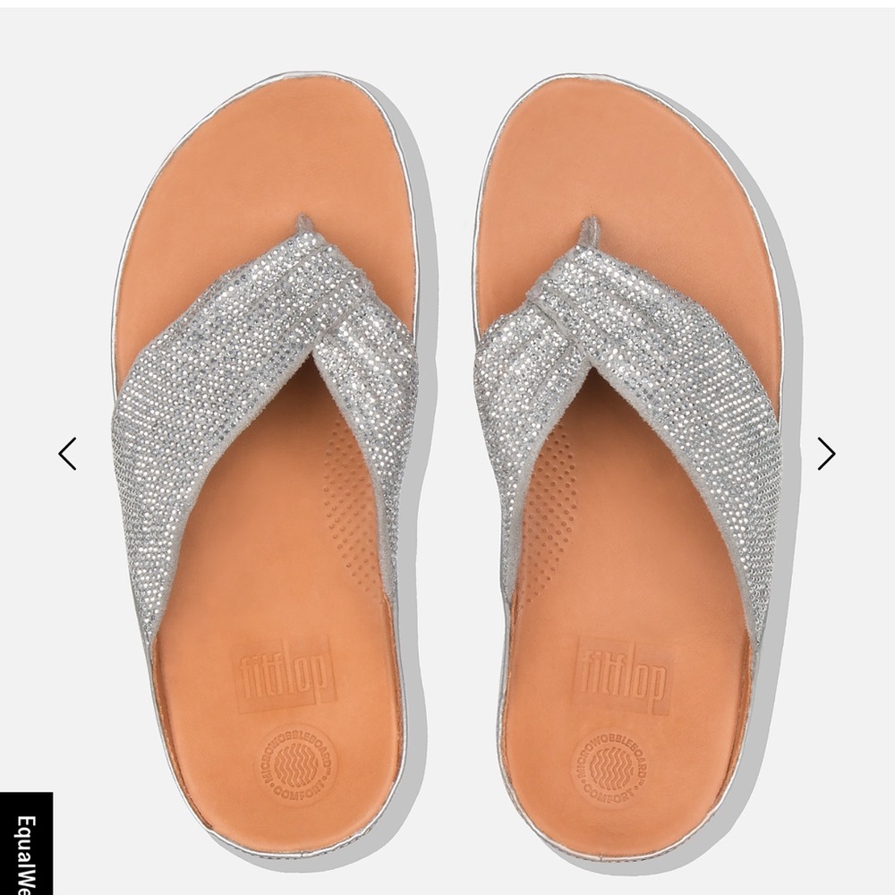 FitFlop Sparkling Silver Flip Flops
